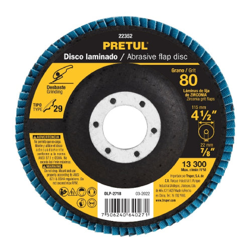 Disco laminado 4 1/2 plg. g 60 (22352) Pretul
