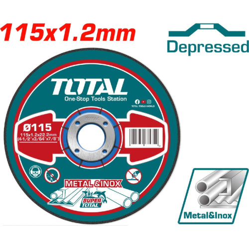 Disco corte metal & inox c/hundido 4 1/2 1.22mm (TAC2121152) TOTAL