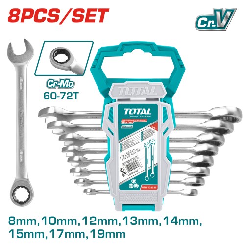 Llaves Combinada Ratchet Set 8UDS 8-19MM (6030-8597) TOTAL