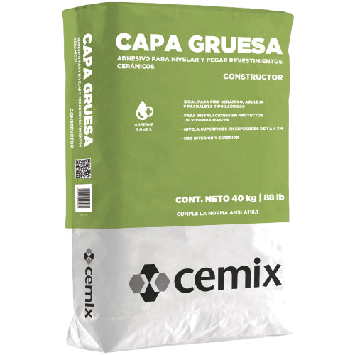 Adhesivo Pegamix Capa Gruesa Gris 40Kg De Cemix