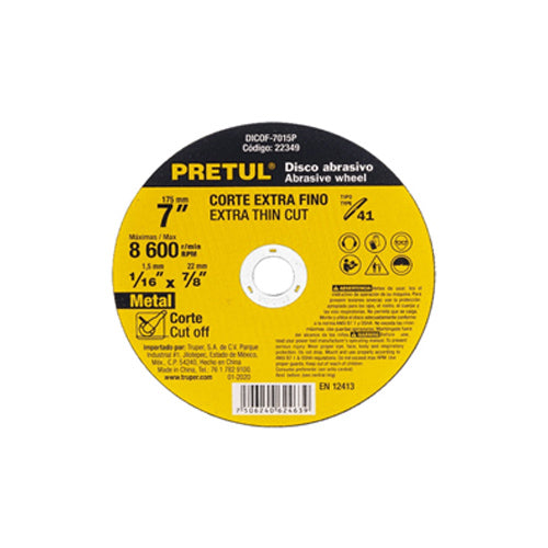 Disco Corte Fino 7Plg 1.5Mm (22349) Pretul