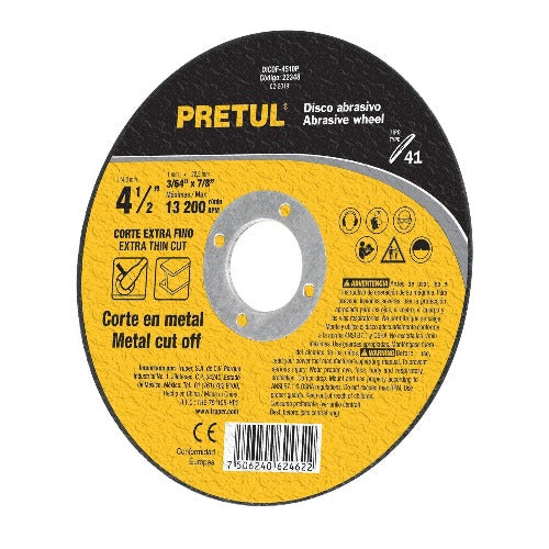 Disco Corte Fino Metal 4-1/2 1.0 Mm Pretul (22348)