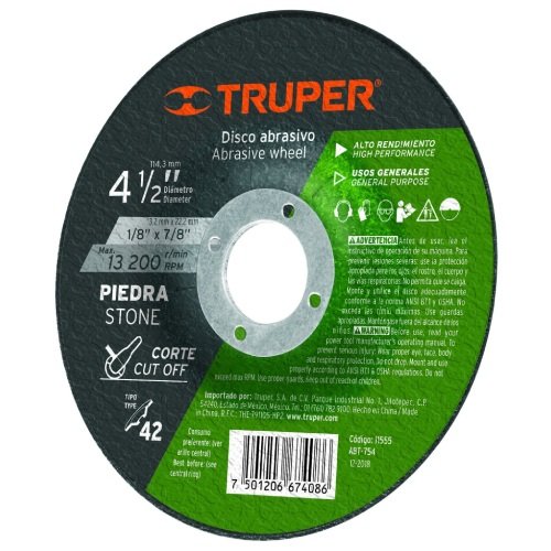DISCO CORTE CONCRETO 4 1/2 ALTO RENDI. (11555) TRUPER