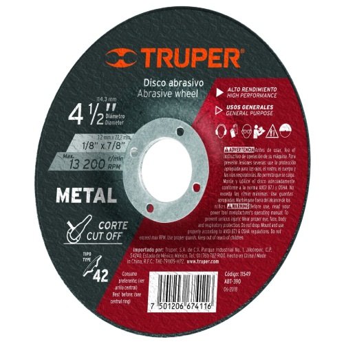 DISCO P/CORTE METALES 115X3X22 TRUPER ( 12569 )