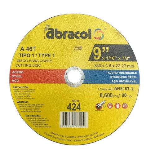 Disco De Corte Doble Proposito 9"x2"x7/8" (Abd2a0046094) Abracol