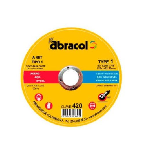 Disco Corte Fino Metal 4-1/2 1.0 Mm (Abd2a0046049) Abracol
